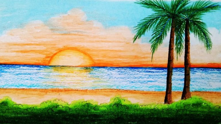 Пляжный пейзаж рисунок