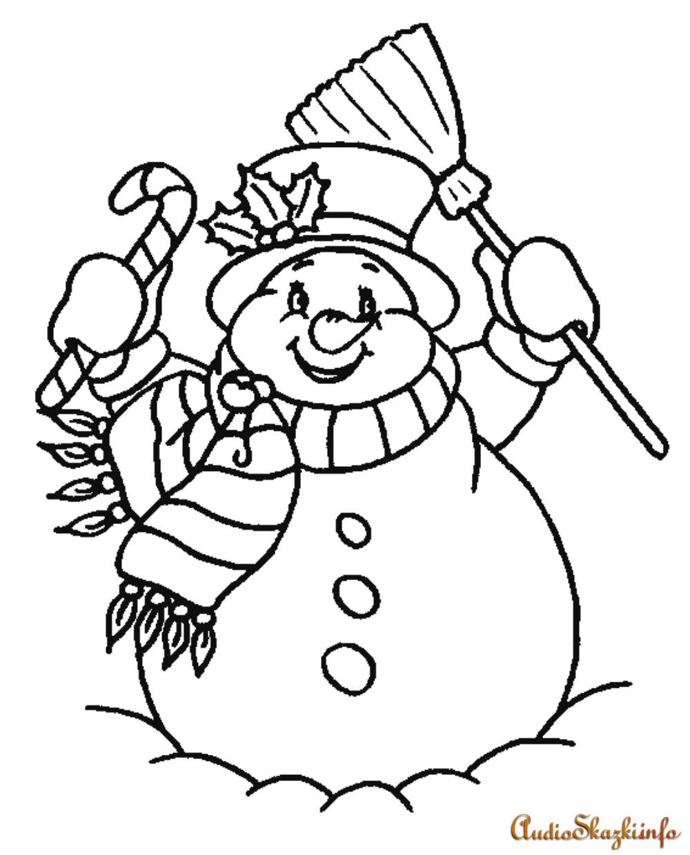 Детская раскраска Снеговик