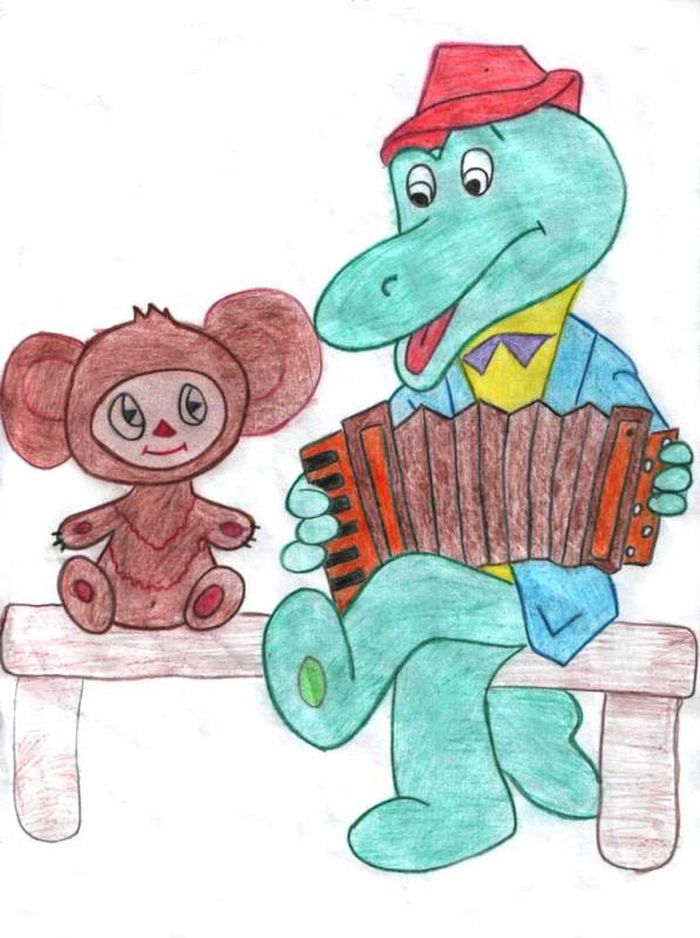 Рисунки из сказки Чебурашка и Крокодил Гена для детей