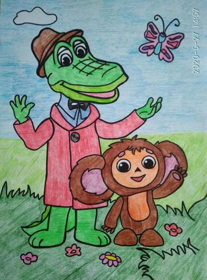 Рисунки из сказки Чебурашка и Крокодил Гена для детей