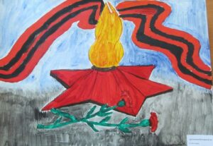 Рисунок вечный огонь и георгиевская ленточка