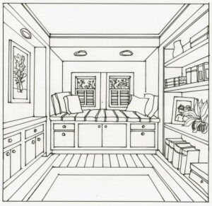 Рисунок в перспективе интерьер комнаты