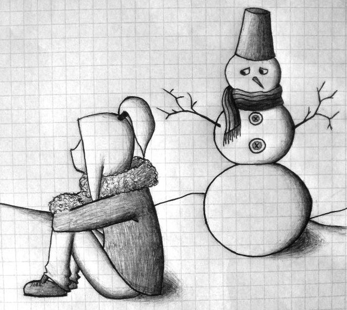 Легкие рисунки на тему зима