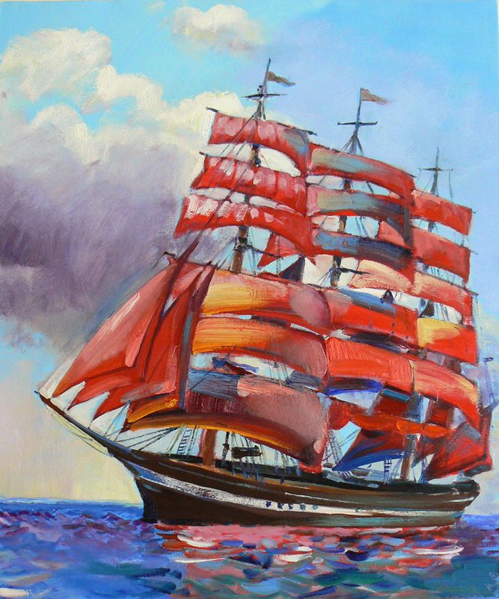Раскраски корабль с парусами