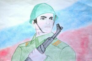 Фото солдата карандашом